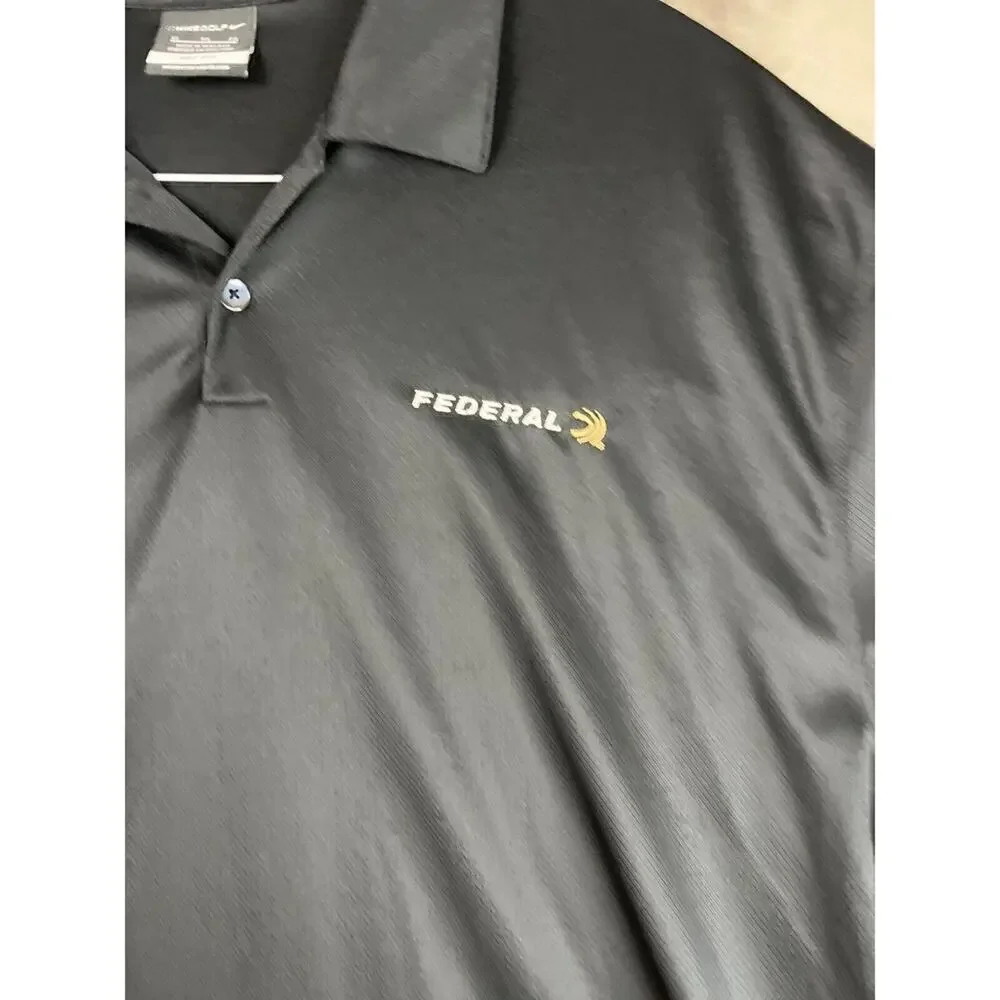 Nike‎ Golf Dri Fit Men’s XL Polo Shirt Black Polyester The Federal Ammo Logo